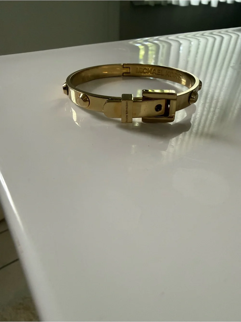 Michael Kors Gold Buckle Bracelet with Screw Accent